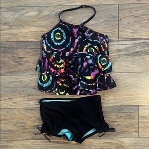 Wonder Nation Black and Multicolor Kids Bikini